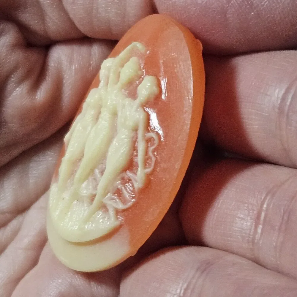 Peach And Cream Cameo Brooch
